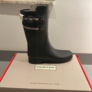 Hunter Boots W/ Refined Webbing Backstrap Short Black